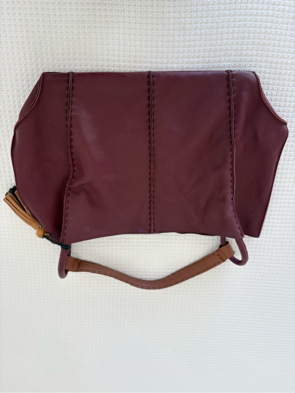 The Sak Los Feliz Burgundy Leather Tote Bag with Tassel - Picture 10 of 10